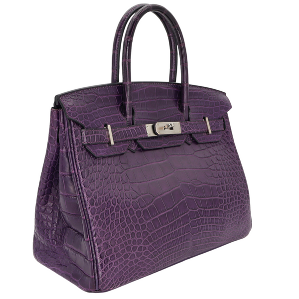 Hermès 30cm Birkin Amethyst Matte Alligator Palladium Hardware