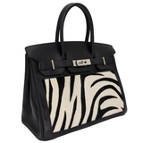 Hermès 30cm Birkin Black Zebra/Box Calf Leather Palladium Hardware