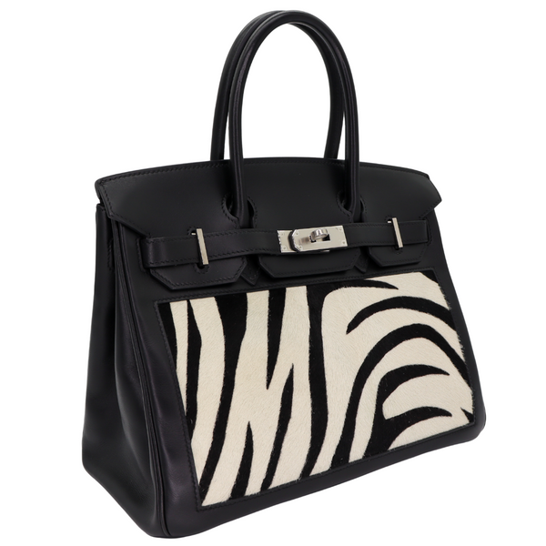 Hermès 30cm Birkin Black Zebra/Box Calf Leather Palladium Hardware