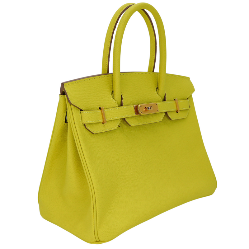 Hermès 30cm Birkin Lime Epsom Leather Rose Gold Hardware