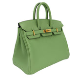 Hermès 25cm Birkin Vert Criquet Swift Leather Gold Hardware