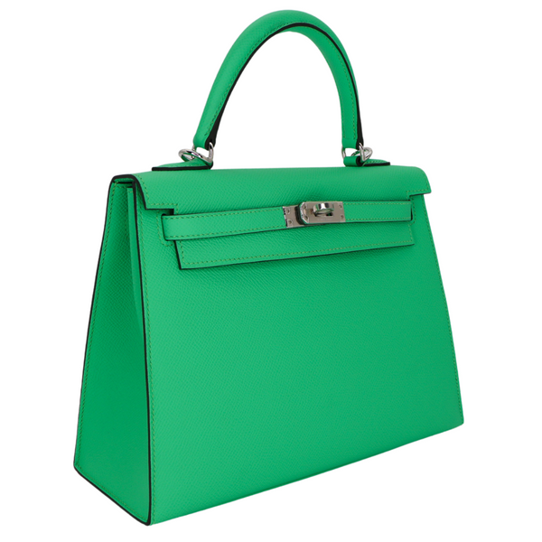 Hermès 25cm Kelly Sellier Vert Comics Epsom Leather Palladium Hardware