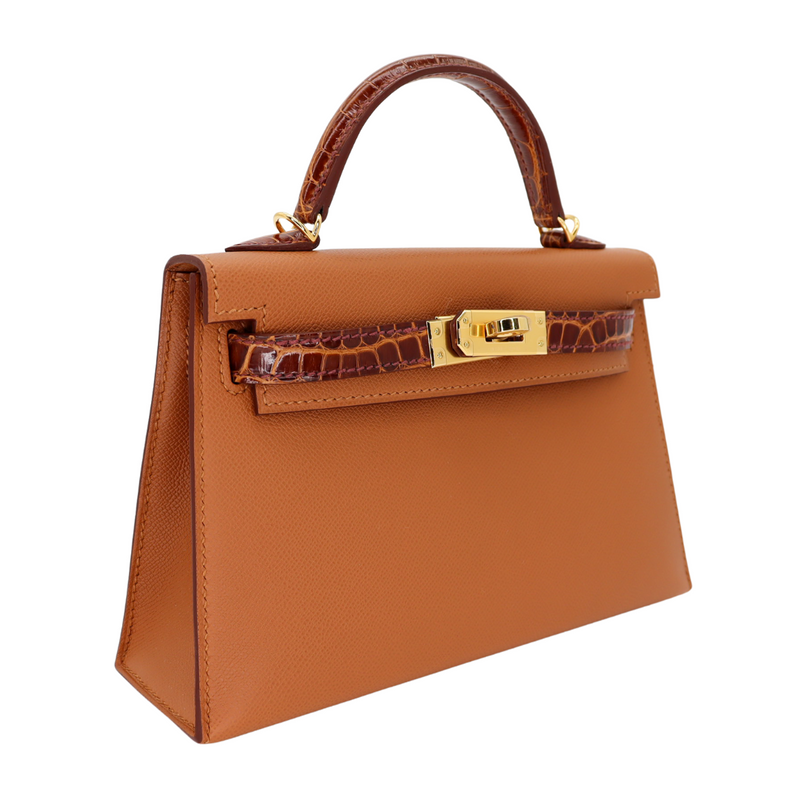 Hermès Kelly II Sellier Mini Touch Gold/Miel Madam Leather/Shiny Alligator Gold Hardware