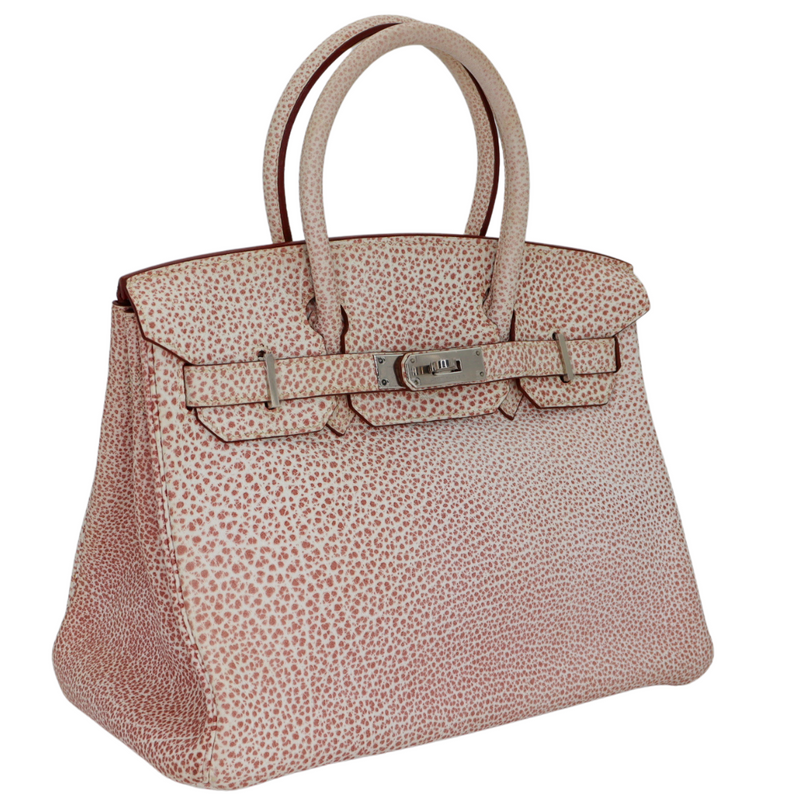 Hermès 30cm Birkin Pink Dalmatian Buffalo Leather Palladium Hardware