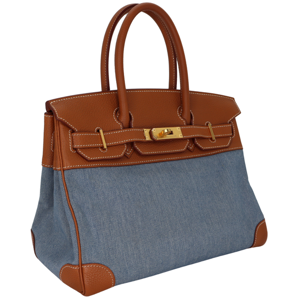 Hermès 30cm Birkin Gold Denim/Togo Leather Gold Hardware