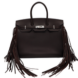 Hermès 35cm Birkin Sellier Anate Fringe Ebene Evergrain Leather Palladium Hardware