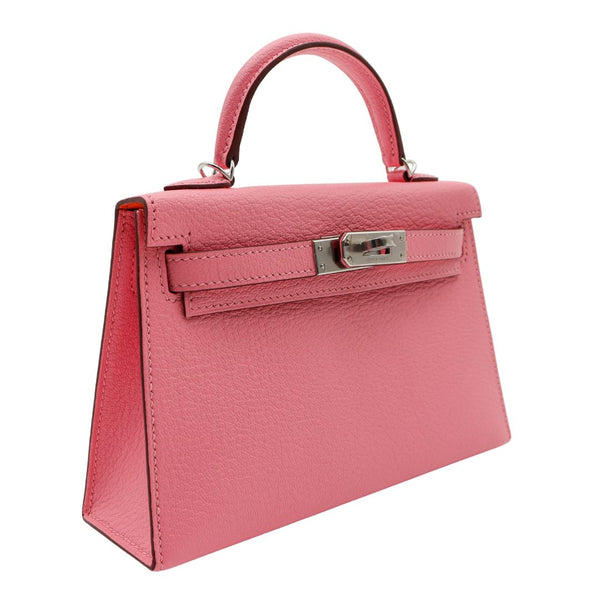 Hermès Kelly II Sellier Mini Verso Rose Confetti/Orange Chevre Leather Palladium Hardware