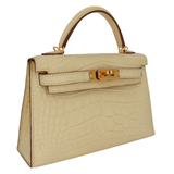 Hermès Kelly II Sellier Mini HSS Vanille/Gold Matte Alligator Gold Hardware