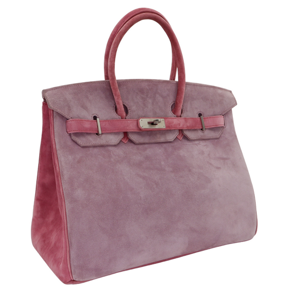 Hermès 35cm Birkin Doblis Pink/Lilac Suede Brushed Palladium Hardware