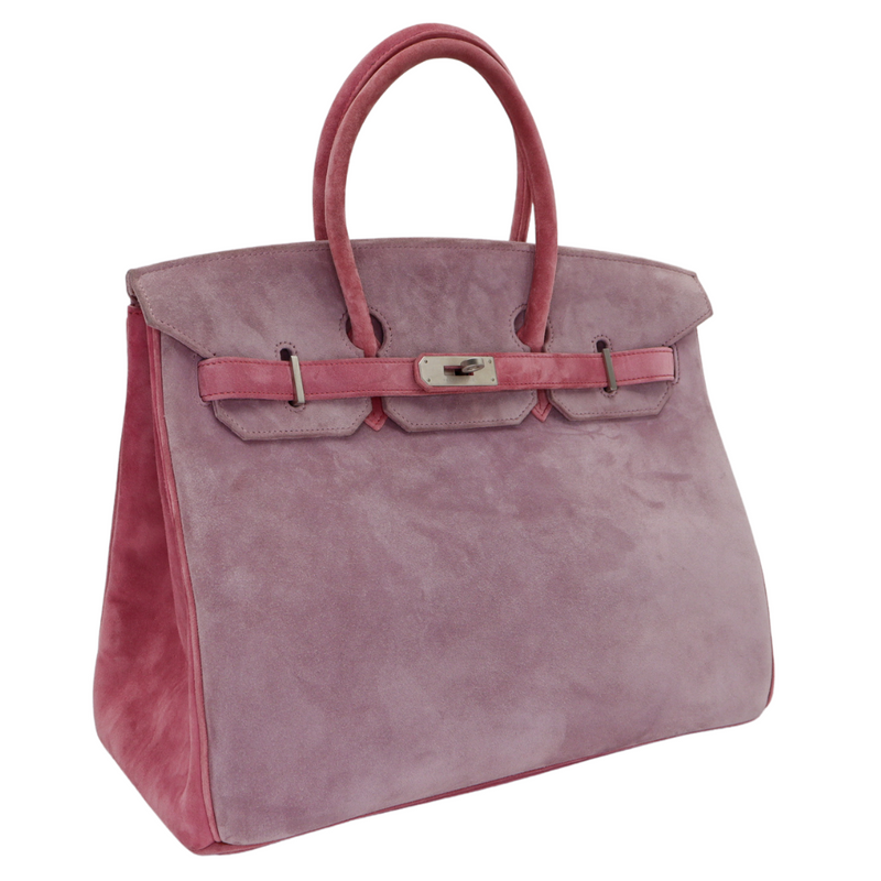 Hermès 35cm Birkin Doblis Pink/Lilac Suede Brushed Palladium Hardware