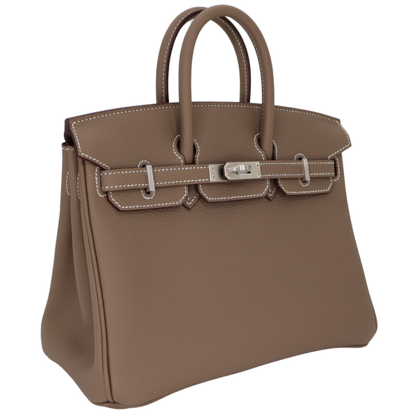 Hermès 25cm Birkin Etoupe Togo Leather Brushed Palladium Hardware