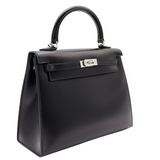 Hermès 25cm Kelly Sellier Black Box Calf Leather Palladium Hardware