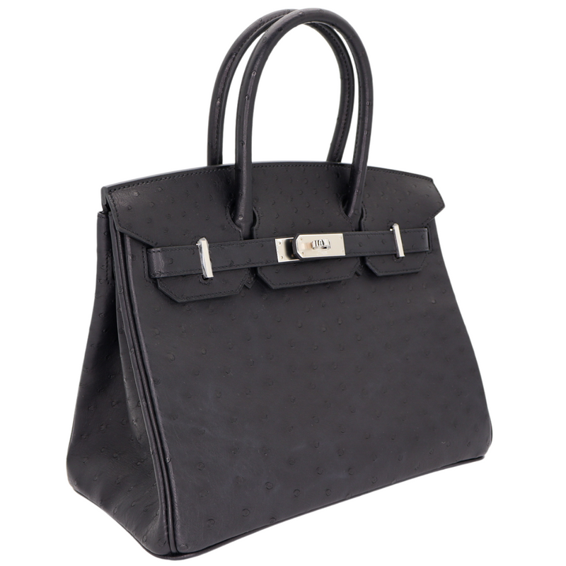 Hermès 30cm Birkin Black Ostrich Palladium Hardware