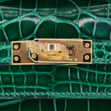 Hermès Kelly Pochette Emerald Shiny Alligator Gold Hardware