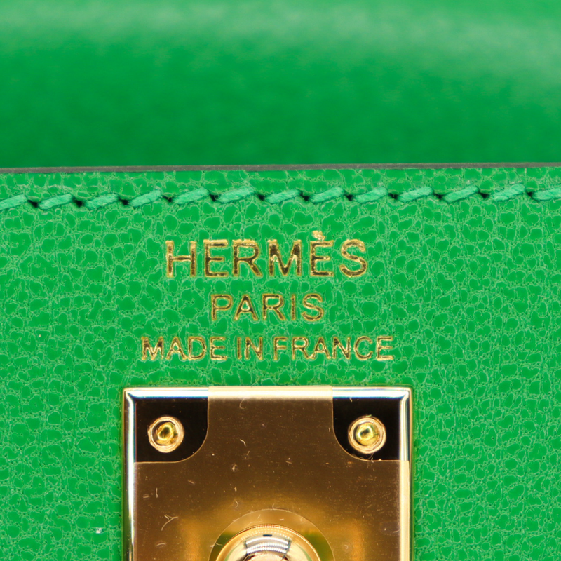 Hermès 25cm Kelly Sellier Bambou Chèvre Leather Gold Hardware