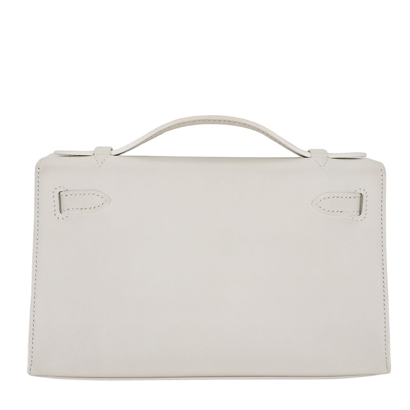 Hermès Kelly Pochette Blanc (White) Swift Leather Gold Hardware