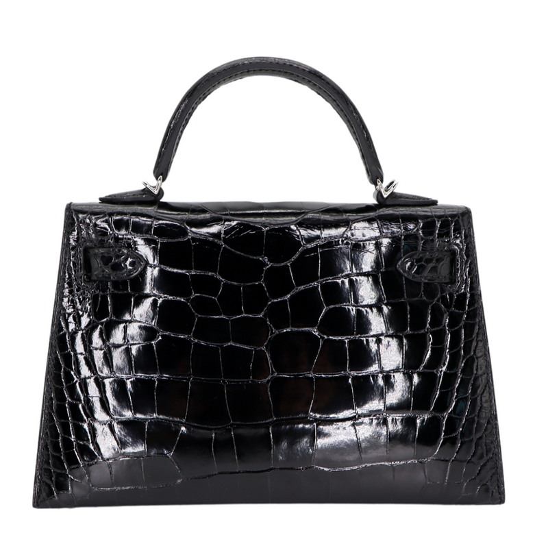 Hermès Kelly II Sellier Mini Black Shiny Alligator Palladium Hardware