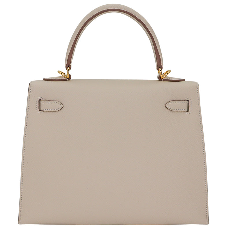 Hermès 25cm Kelly Sellier Craie Epsom Leather Gold Hardware