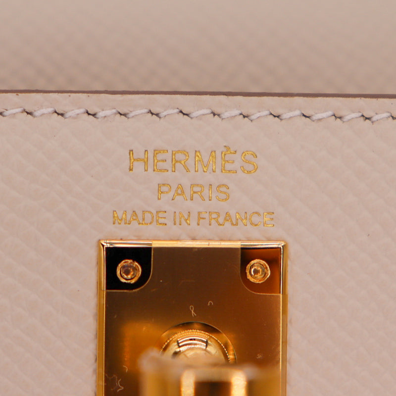 Hermès 25cm Kelly Sellier Craie Epsom Leather Gold Hardware