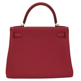 Hermès 28cm Kelly Retourne Rouge Grenat Togo Leather Gold Hardware