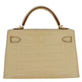 Hermès Kelly II Sellier Mini HSS Vanille/Gold Matte Alligator Gold Hardware