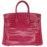 Hermès 25cm Birkin Rose Tyrien Shiny Niloticus Crocodile Gold Hardware