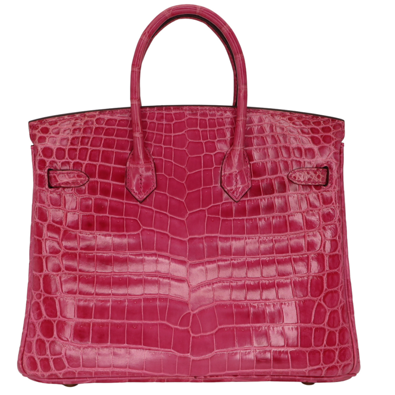 Hermès 25cm Birkin Rose Tyrien Shiny Niloticus Crocodile Gold Hardware