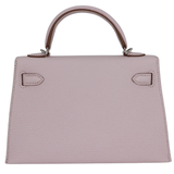 Hermès Kelly II Sellier Mini Mauve Pale Chèvre Leather Palladium Hardware