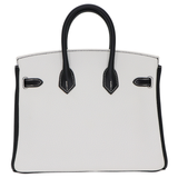Hermès 25cm Birkin HSS White/Black Clemence Leather Brushed Palladium Hardware