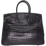 Hermès 35cm Birkin So Black Matte Niloticus Crocodile PVD Hardware