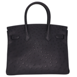Hermès 30cm Birkin Black Ostrich Palladium Hardware