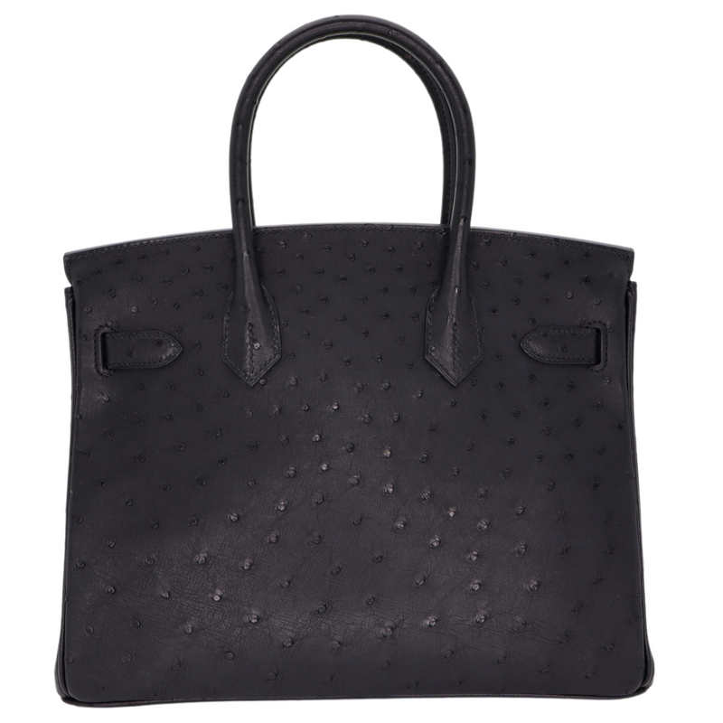 Hermès 30cm Birkin Black Ostrich Palladium Hardware