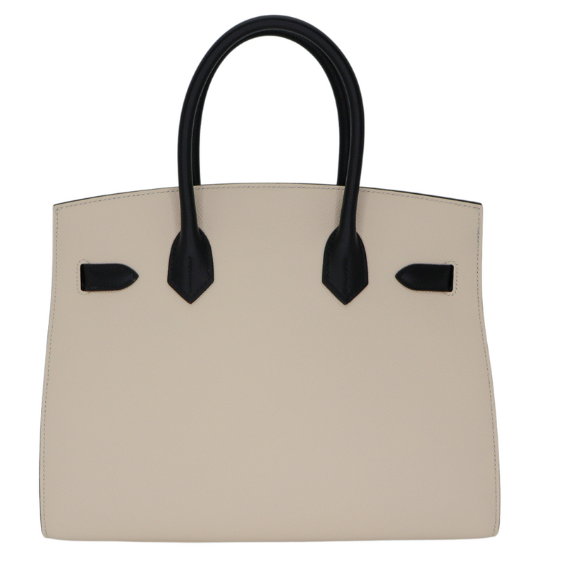 Hermès 30cm Birkin Sellier HSS Craie/Black Epsom Leather Brushed Gold Hardware