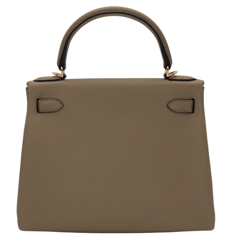 Hermès 28cm Kelly Retourne Beige Marfa Clemence Leather Gold Hardware