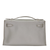 Hermès Kelly Pochette Silver Metallic Swift Leather Palladium Hardware