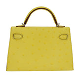 Herm�s Kelly Mini II Jaune Citron Ostrich Palladium Hardware