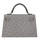 Hermès Kelly II Sellier Mini Bleu Glacier Ostrich Palladium Hardware
