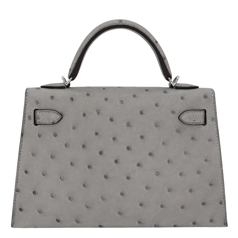 Hermès Kelly II Sellier Mini Bleu Glacier Ostrich Palladium Hardware
