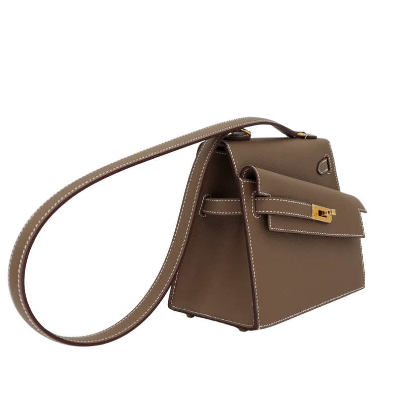 Hermès Kelly en Desordre Etoupe Epsom Leather Gold Hardware