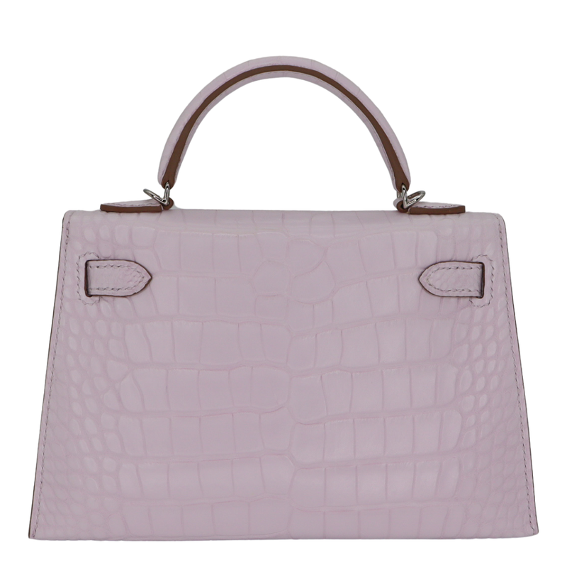 Hermès Kelly II Sellier Mini Mauve Pale Matte Boreal Alligator Palladium Hardware