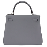 Hermès 28cm Kelly Retourne Gris Pantin Togo Leather Palladium Hardware