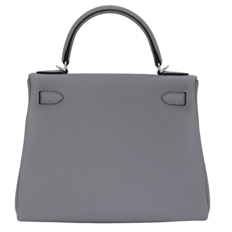 Hermès 28cm Kelly Retourne Gris Pantin Togo Leather Palladium Hardware