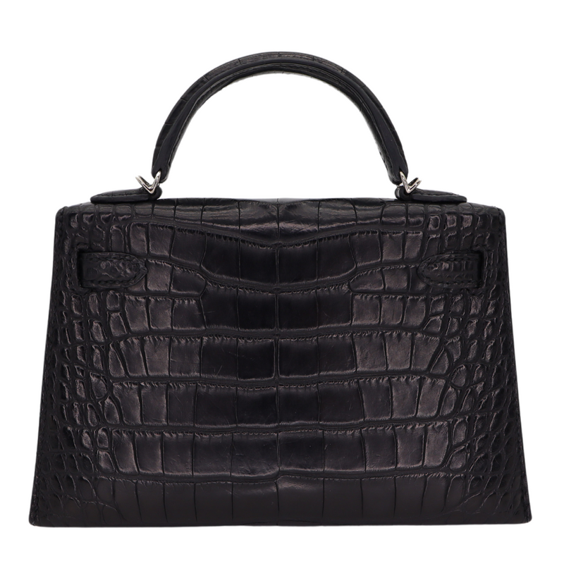 Hermès Mini Kelly II Black Matte Alligator Palladium Hardware