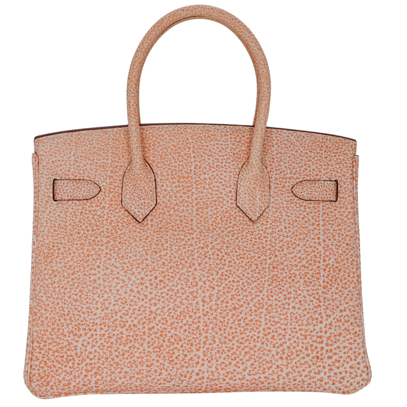 Hermès 30cm Birkin Orange Dalmatian Buffalo Leather Gold Hardware