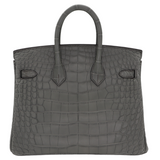 Hermès 25cm Birkin Gris Cement Matte Alligator Palladium Hardware