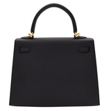 Hermès 25cm Kelly Sellier HSS Black/Gold Epsom Leather Brushed Gold Hardware