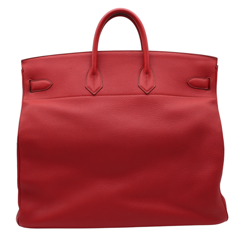 Hermès 50cm HAC Rouge Vif Togo Leather Palladium Hardware