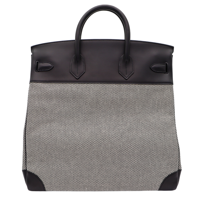 Hermès 40cm HAC Black Toile/Swift Leather Palladium Hardware