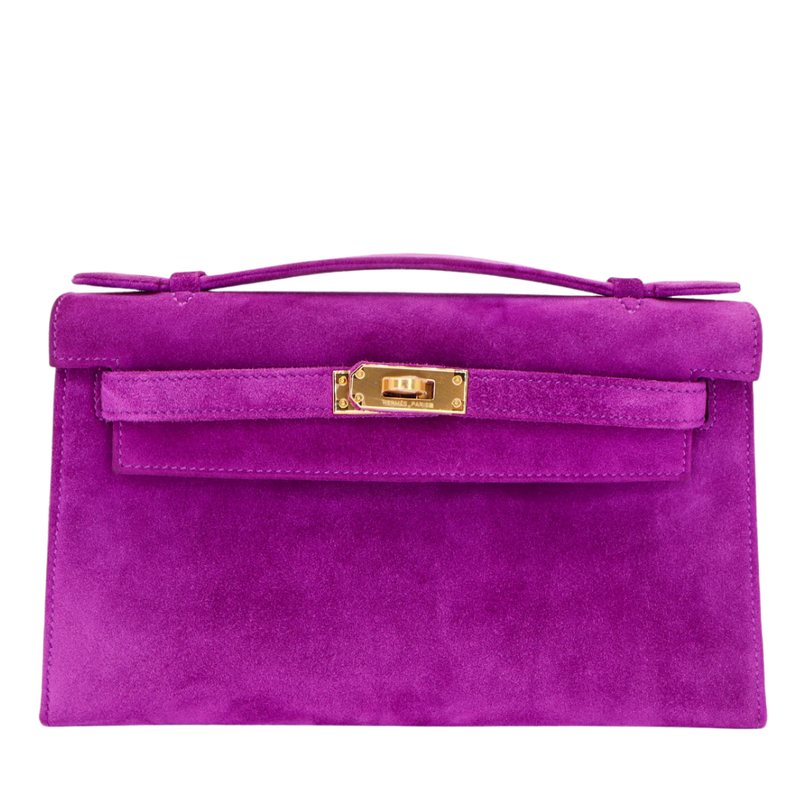 Hermès Kelly Pochette Doblis Ultraviolet Suede Gold Hardware