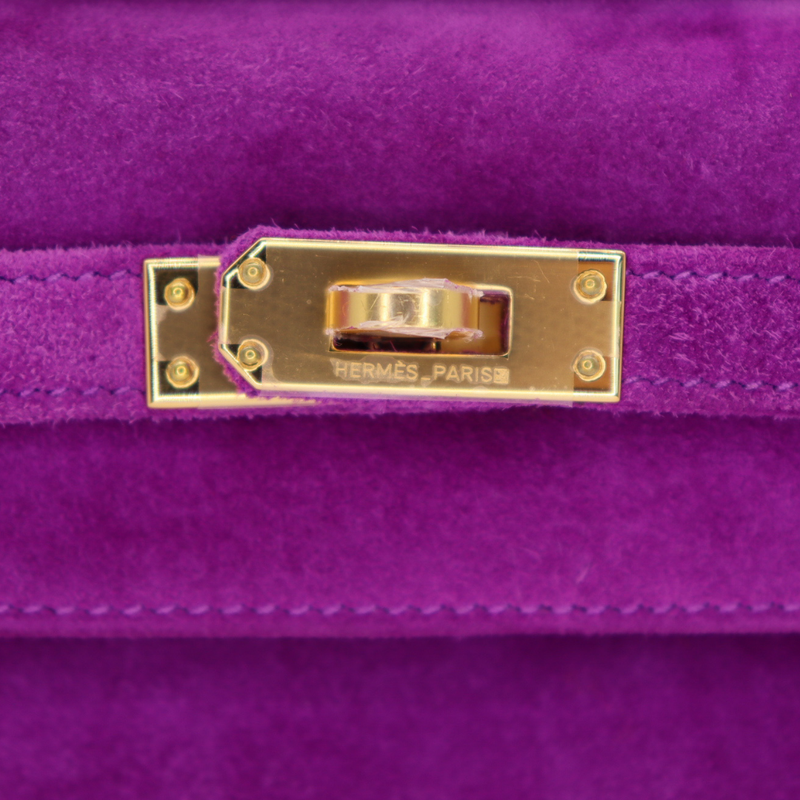 Hermès Kelly Pochette Doblis Ultraviolet Suede Gold Hardware